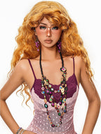 sugartiger Caramel Leopard Bohemian Ethnic Beaded Layered Pendant Women's Necklaces