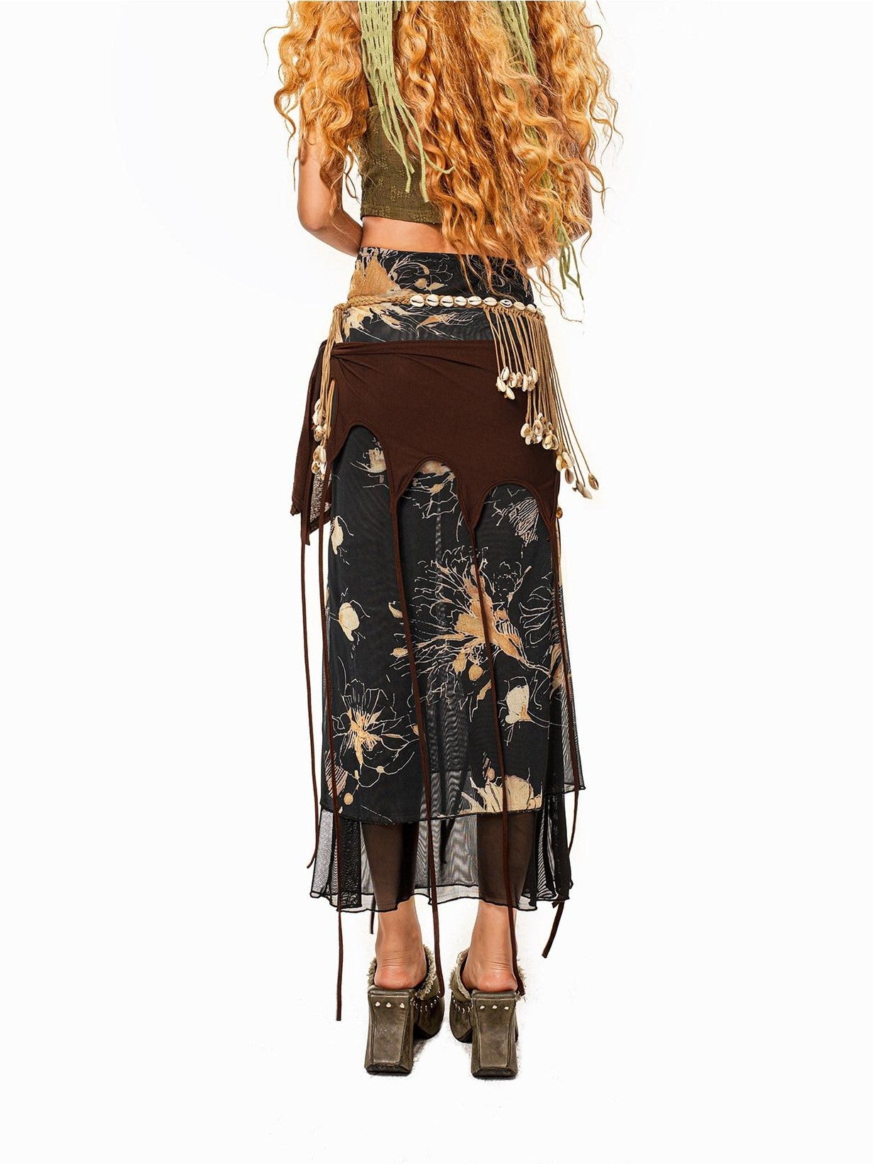 sugartiger Caramel Leopard Bohemian Tassel Vintage Women's Knitted Shell Belts