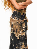sugartiger Caramel Leopard Bohemian Tassel Vintage Women's Knitted Shell Belts
