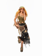 sugartiger Caramel Leopard Bohemian Tassel Vintage Women's Knitted Shell Belts