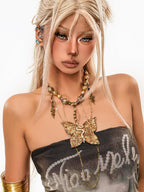 sugartiger Caramel Leopard Bohemian Vintage Ethnic Shimmering Beaded Women's Gold Necklaces