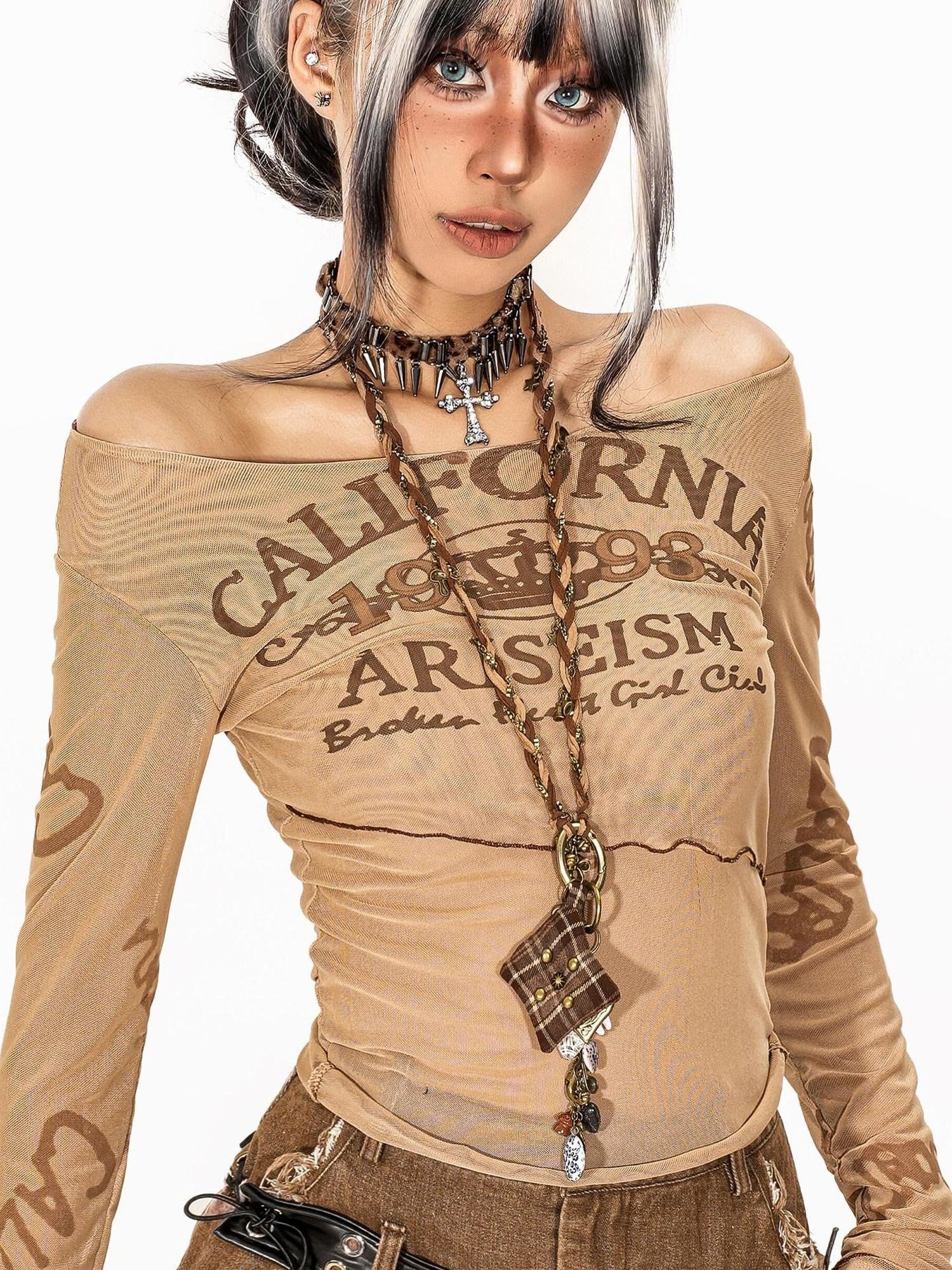 sugartiger Caramel Leopard Braided Rope Vintage Punk Long Sweater Chain Women's Pendants