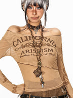sugartiger Caramel Leopard Braided Rope Vintage Punk Long Sweater Chain Women's Pendants