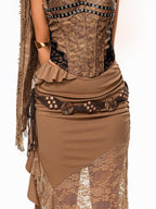 sugartiger Caramel Leopard Braided Rope Vintage Western Y2k Women's Lace Belts