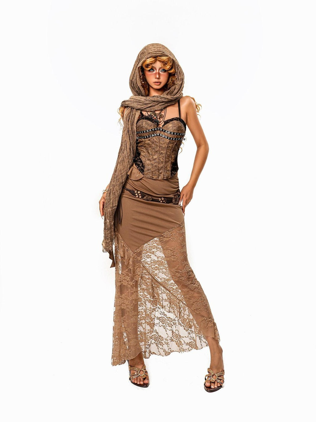 sugartiger Caramel Leopard Braided Rope Vintage Western Y2k Women's Lace Belts