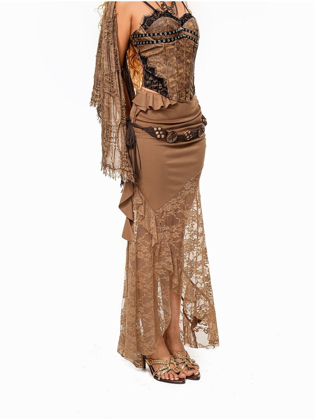 sugartiger Caramel Leopard Braided Rope Vintage Western Y2k Women's Lace Belts