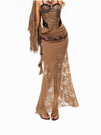 sugartiger Caramel Leopard Braided Rope Vintage Western Y2k Women's Lace Belts