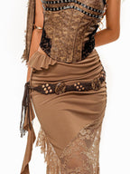 sugartiger Caramel Leopard Braided Rope Vintage Western Y2k Women's Lace Belts