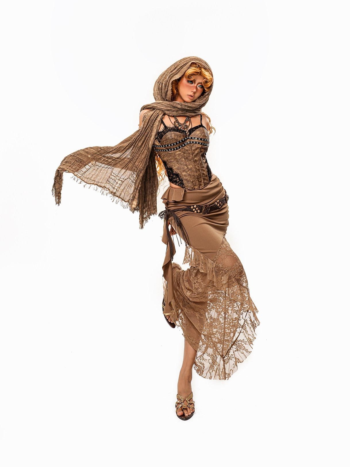 sugartiger Caramel Leopard Braided Rope Vintage Western Y2k Women's Lace Belts