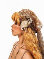 sugartiger Caramel Leopard Cutout Geometric Vintage Square Scarf Women's Headdresses