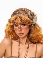 sugartiger Caramel Leopard Cutout Geometric Vintage Square Scarf Women's Headdresses