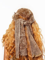sugartiger Caramel Leopard Cutout Geometric Vintage Square Scarf Women's Headdresses