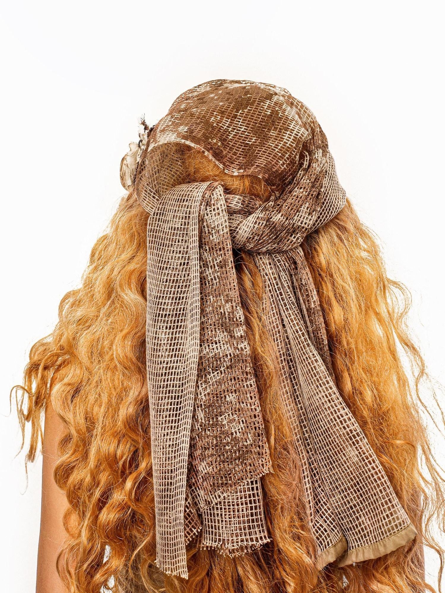 sugartiger Caramel Leopard Cutout Geometric Vintage Square Scarf Women's Headdresses
