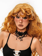 sugartiger Caramel Leopard Dark Gothic Lace Tassel Multilayer Rose Women's Lace Necklaces