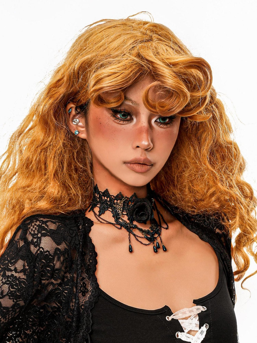 sugartiger Caramel Leopard Dark Gothic Lace Tassel Multilayer Rose Women's Lace Necklaces