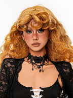 sugartiger Caramel Leopard Dark Gothic Lace Tassel Multilayer Rose Women's Lace Necklaces
