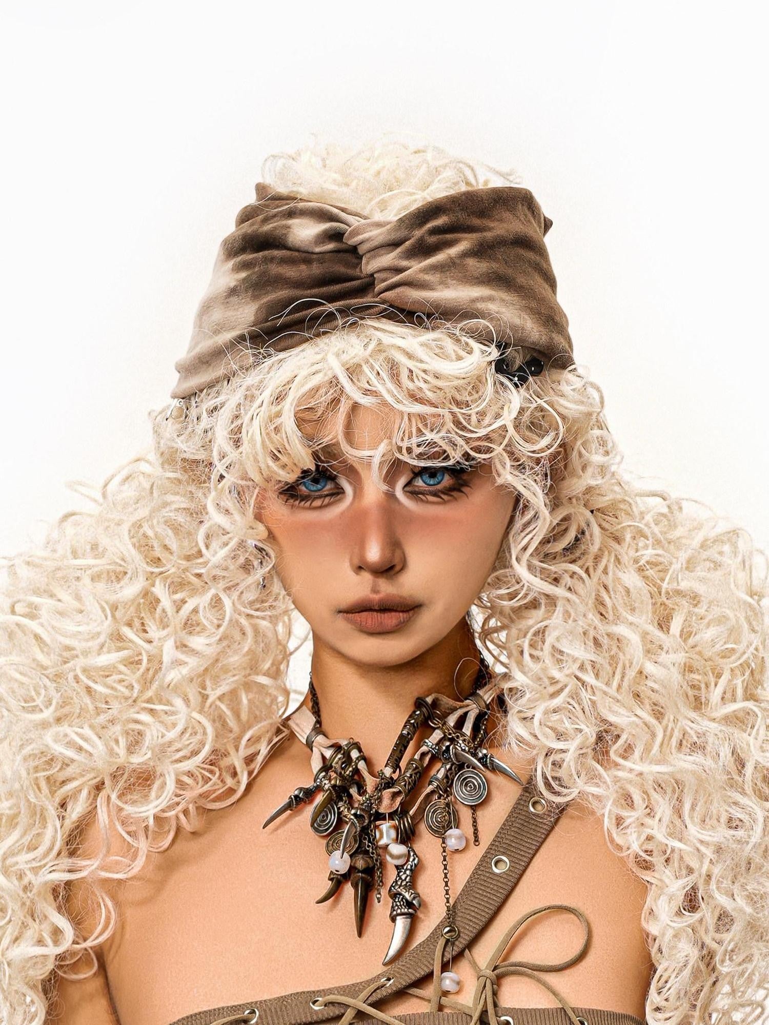 sugartiger Caramel Leopard Distressed Nepali Vintage Women's Hair Accessories