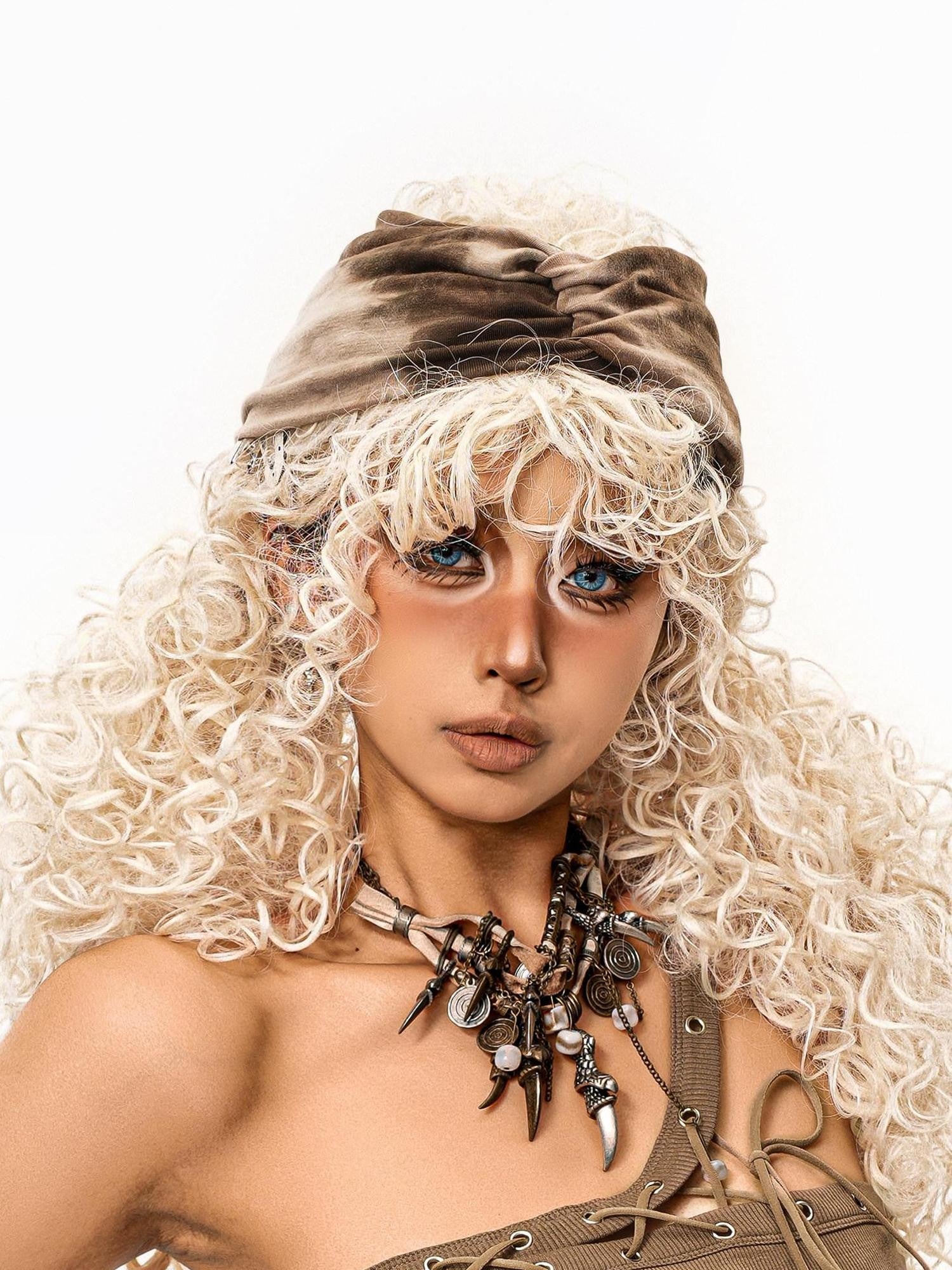 sugartiger Caramel Leopard Distressed Nepali Vintage Women's Hair Accessories