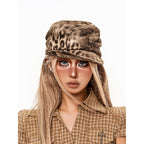 sugartiger_Caramel_Leopard_Distressed_Newsboy_Round_Top_Flat_Brim_Women's_Berets_1035129039736_MISSTT
