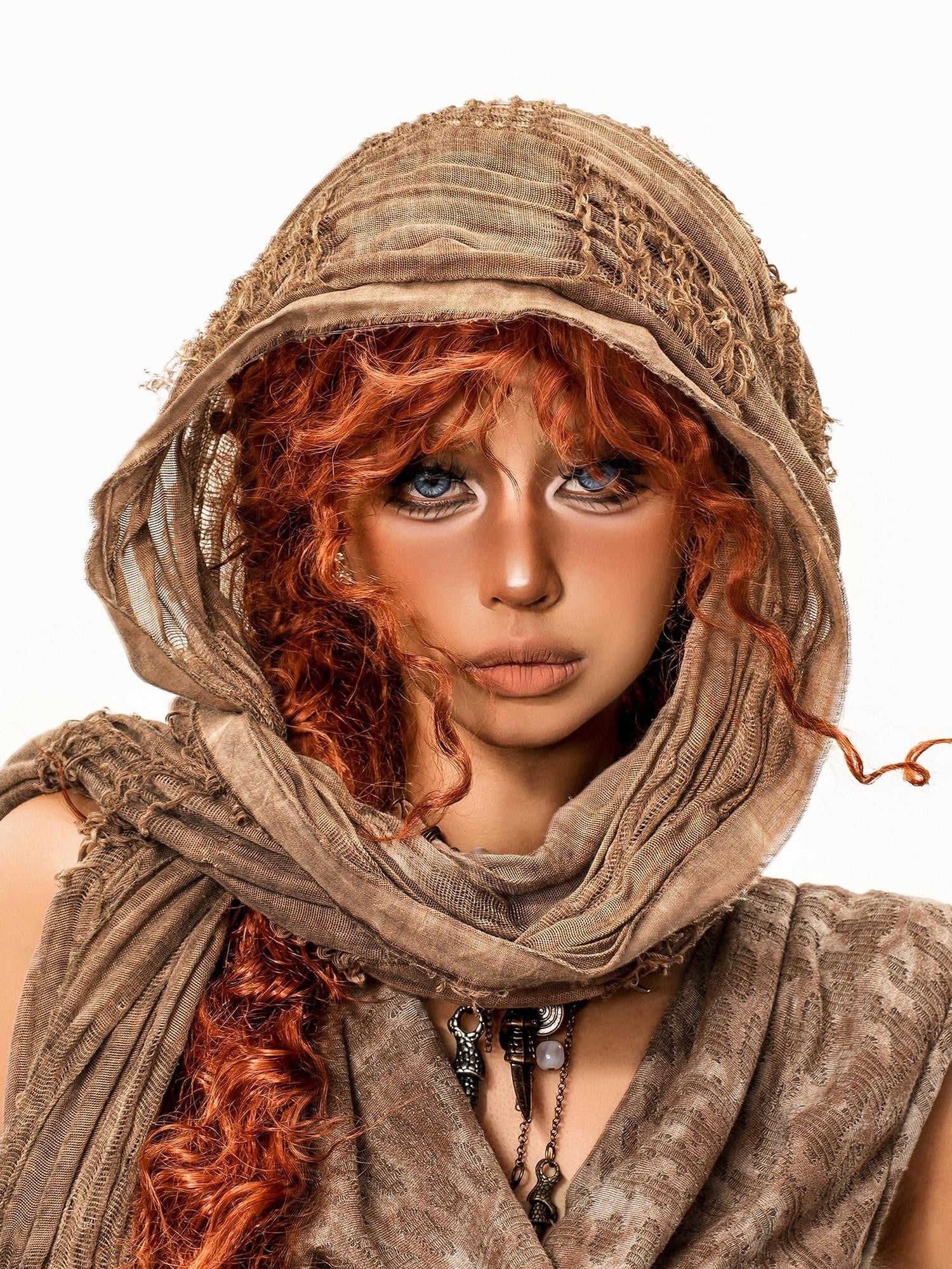 sugartiger Caramel Leopard Distressed Wasteland Vintage Women's Silk Scarves & Shawls