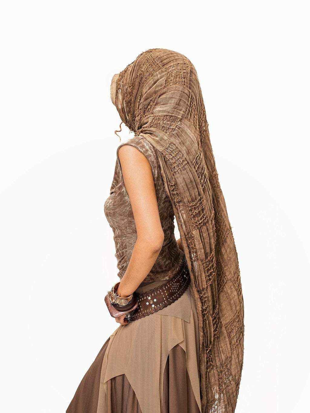 sugartiger Caramel Leopard Distressed Wasteland Vintage Women's Silk Scarves & Shawls