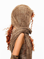 sugartiger Caramel Leopard Distressed Wasteland Vintage Women's Silk Scarves & Shawls