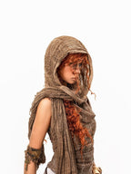 sugartiger Caramel Leopard Distressed Wasteland Vintage Women's Silk Scarves & Shawls