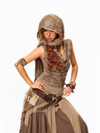 sugartiger Caramel Leopard Distressed Wasteland Vintage Women's Silk Scarves & Shawls