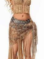 sugartiger Caramel Leopard Dunhuang Apsara Tassel Ethnic Women's Alloy Belts