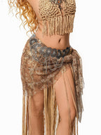 sugartiger Caramel Leopard Dunhuang Apsara Tassel Ethnic Women's Alloy Belts