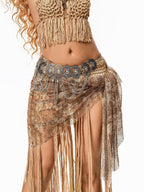 sugartiger Caramel Leopard Dunhuang Apsara Tassel Ethnic Women's Alloy Belts