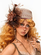 sugartiger Caramel Leopard Ethnic Floral Triangle Women's Cotton Linen Headdresses