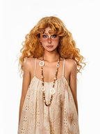 sugartiger Caramel Leopard Ethnic Hoop Beaded Irregular Long Sweater Women's Pendants