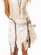 sugartiger Caramel Leopard Faux Layered Irregular Tassel Spliced Women's Waist Cinch Belts