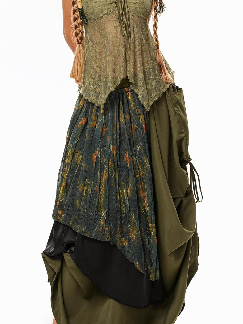 sugartiger Caramel Leopard Floral Cluster Print Hippie Layered Apron Women's Belts