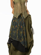 sugartiger Caramel Leopard Floral Cluster Print Hippie Layered Apron Women's Belts