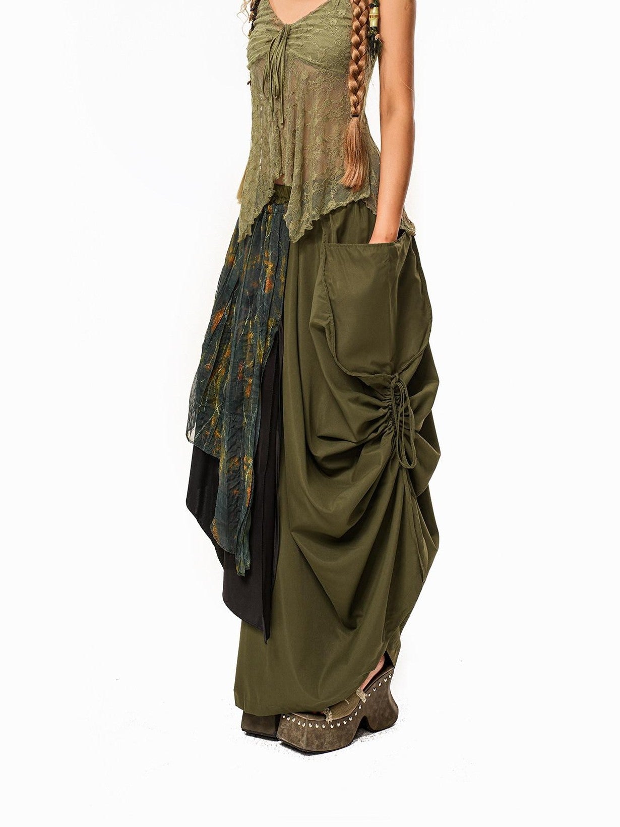 sugartiger Caramel Leopard Floral Cluster Print Hippie Layered Apron Women's Belts