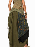 sugartiger Caramel Leopard Floral Cluster Print Hippie Layered Apron Women's Belts
