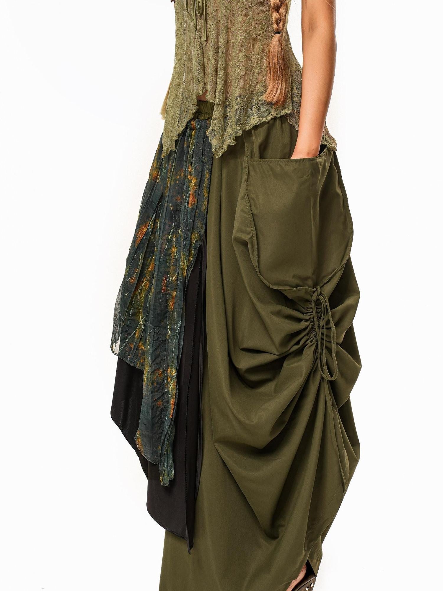 sugartiger Caramel Leopard Floral Cluster Print Hippie Layered Apron Women's Belts