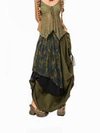 sugartiger Caramel Leopard Floral Cluster Print Hippie Layered Apron Women's Belts