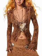sugartiger Caramel Leopard Handmade Vintage Rose Heart Women's Long Chain Necklaces