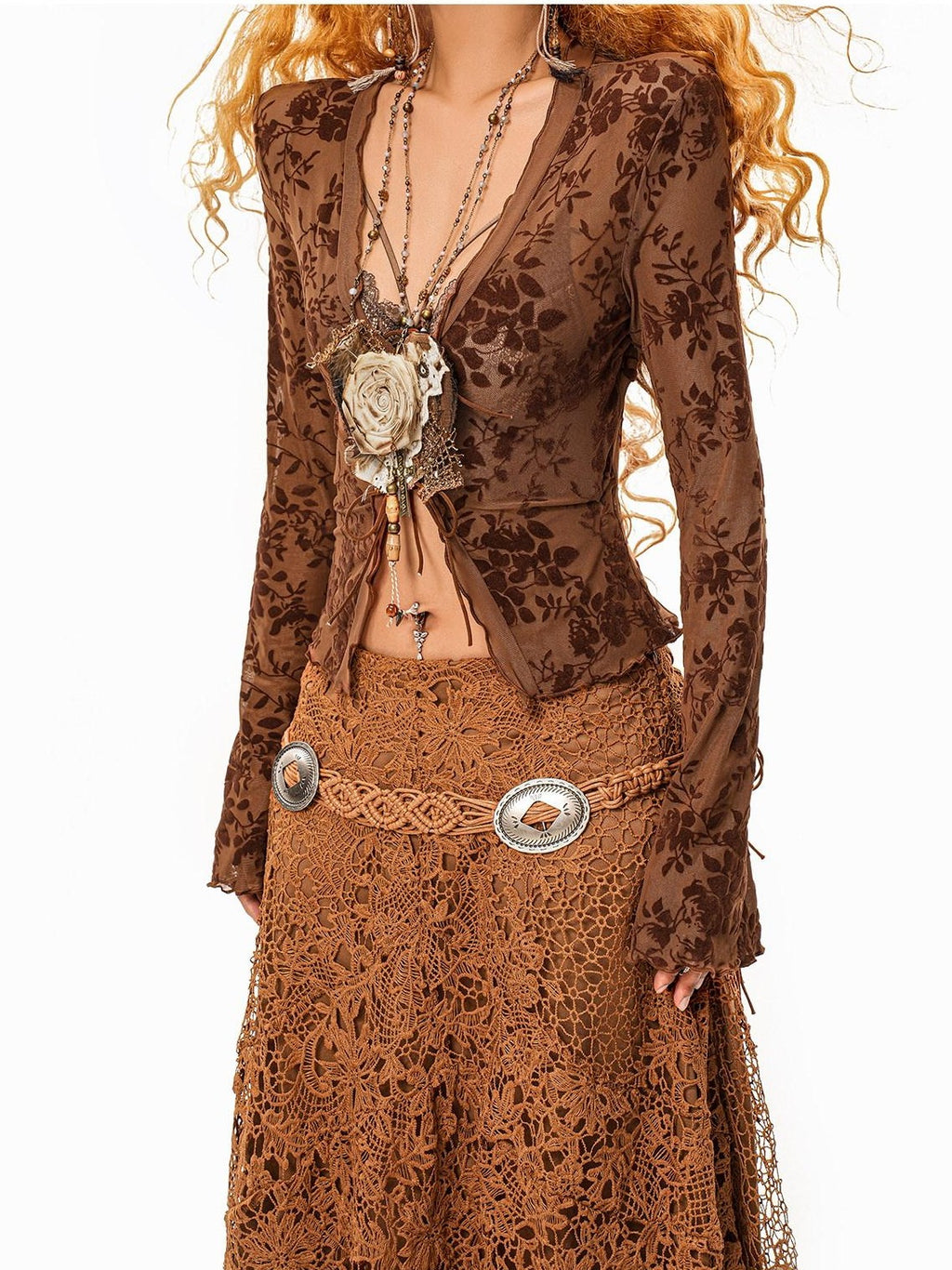 sugartiger Caramel Leopard Handmade Vintage Rose Heart Women's Long Chain Necklaces