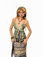 sugartiger Caramel Leopard Handwoven Oil Painting Vintage Women's Ceramic Necklaces