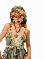 sugartiger Caramel Leopard Handwoven Oil Painting Vintage Women's Ceramic Necklaces
