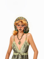 sugartiger Caramel Leopard Handwoven Oil Painting Vintage Women's Ceramic Necklaces