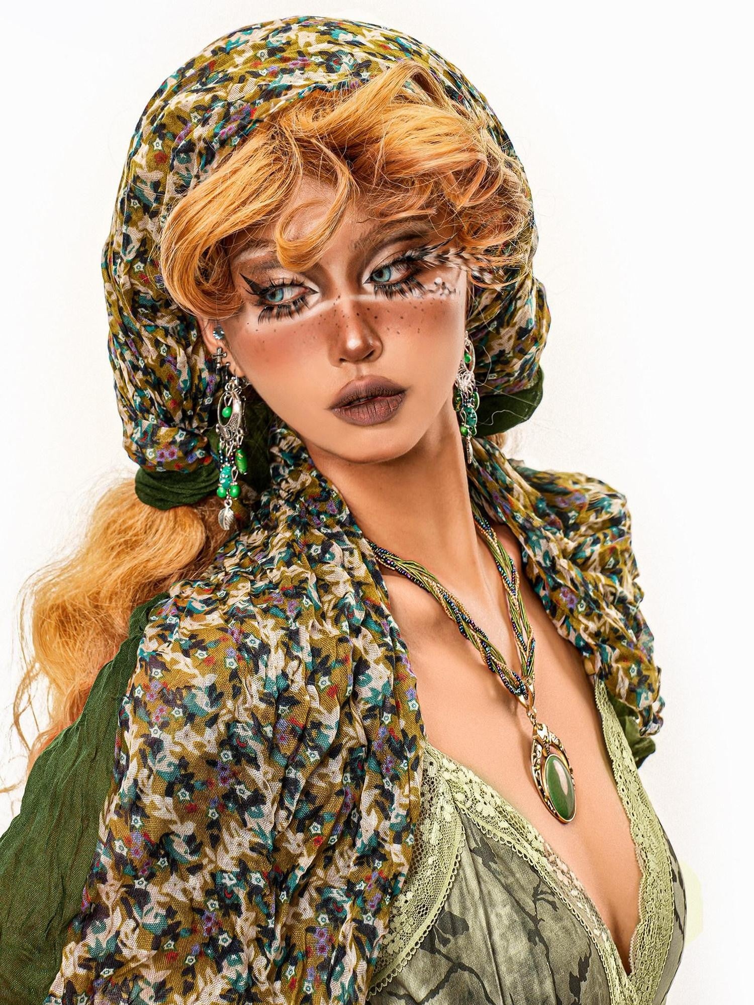 sugartiger Caramel Leopard Handwoven Oil Painting Vintage Women's Ceramic Necklaces
