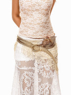 sugartiger Caramel Leopard Knitted 3d Rose Irregular Cutout Y2k Women's Belts
