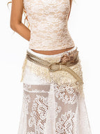 sugartiger Caramel Leopard Knitted 3d Rose Irregular Cutout Y2k Women's Belts