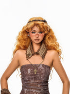 sugartiger Caramel Leopard Knitted Ethnic Aged Bark Texture Women's Copper Necklaces