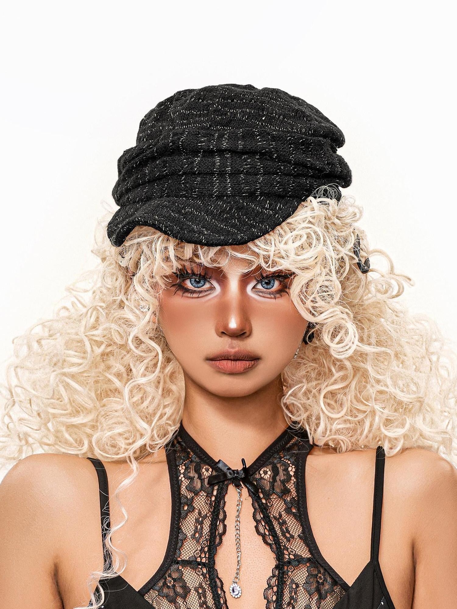 sugartiger Caramel Leopard Knitted Vintage Stacked Curved Brim Women's Berets